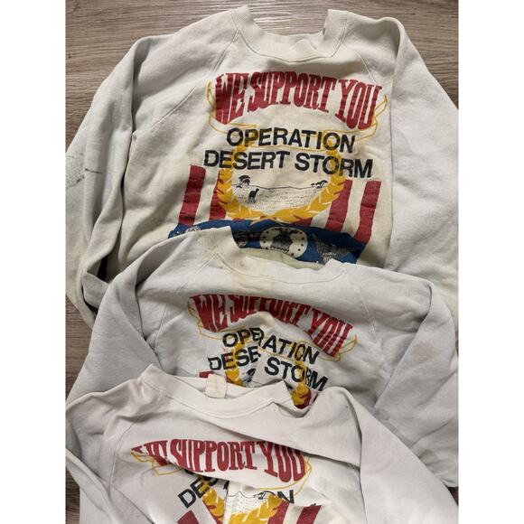 Lot Of 3 Military Iran Desert Storm Thrashed Crewnecks Size Large - Picture 4 of 6